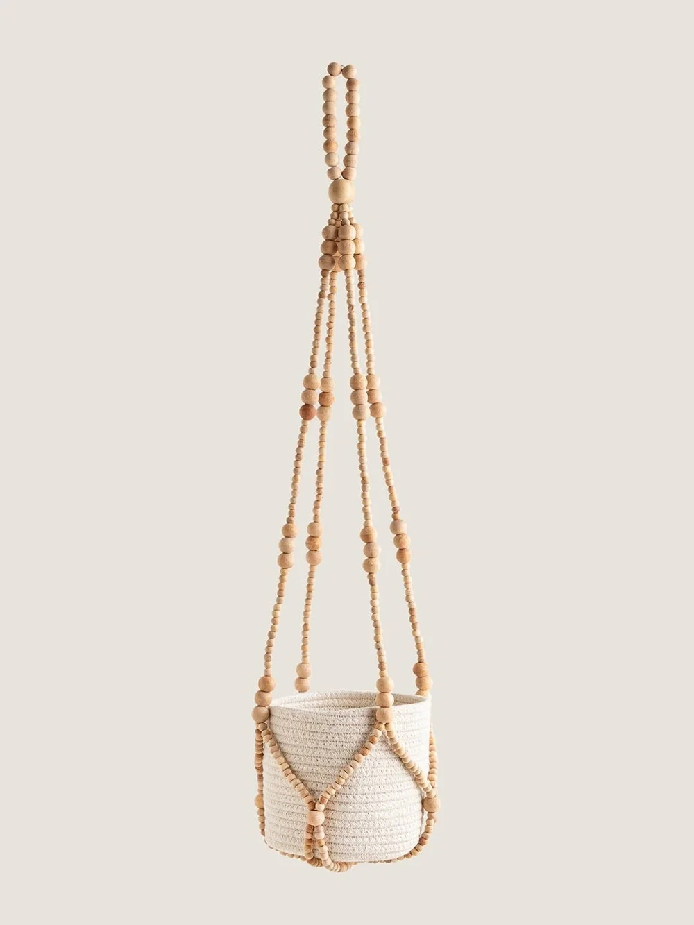 Natural Wood Bead Planter Hanger 28